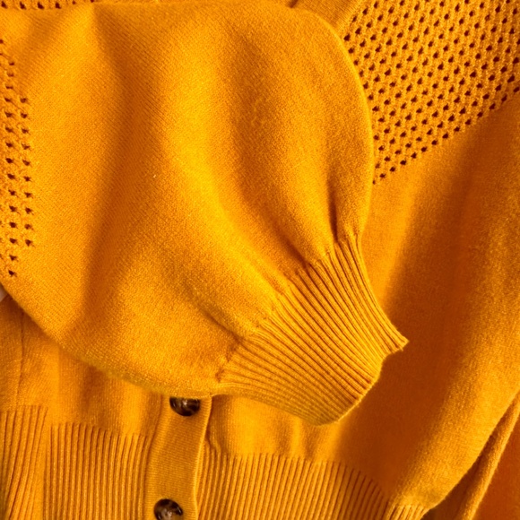 Open Stitch Short Cardigan in Golden Rod - Picture 9 of 14